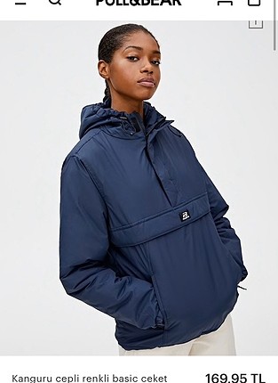 Pull and Bear Etiketi üstünde olan Pull&Bear; kanguru ceket