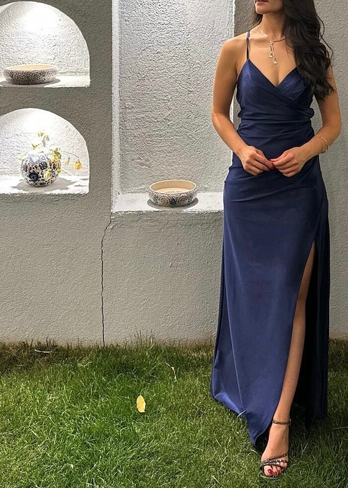 Gece mavisi abiye elbise - Görsel 2