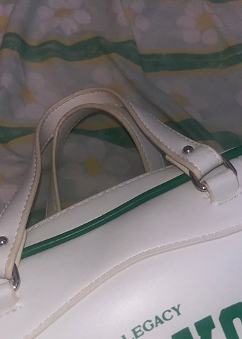 Yeşil Spor Temalı Vintage Deri Bershka Çanta - Görsel 7