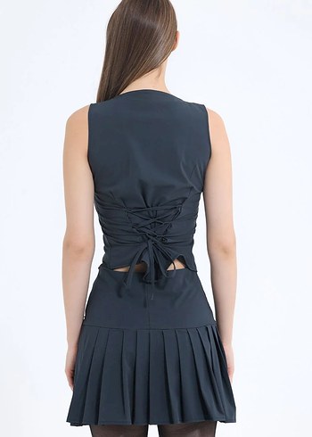 Gri pileli Lolita etek - Görsel 5