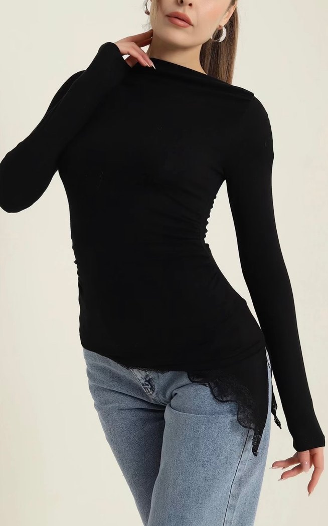 Drapeli Yüksek Yakalı Zara Model  Bluz - Görsel 3