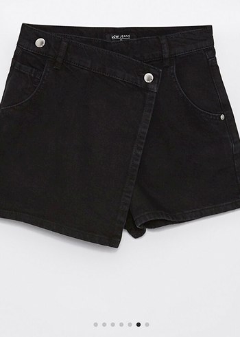 Siyah Mini Denim Şort Etek - Görsel 3