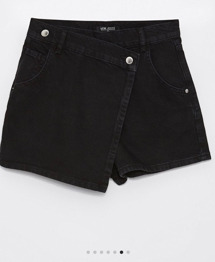 Siyah Mini Denim Şort Etek - Görsel 3