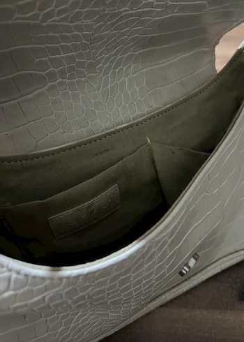 Bej Yılan Derisi Desenli Kadın Deri Oxxo Çanta - Görsel 6