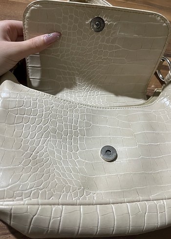 Bej Yılan Derisi Desenli Kadın Deri Oxxo Çanta - Görsel 2