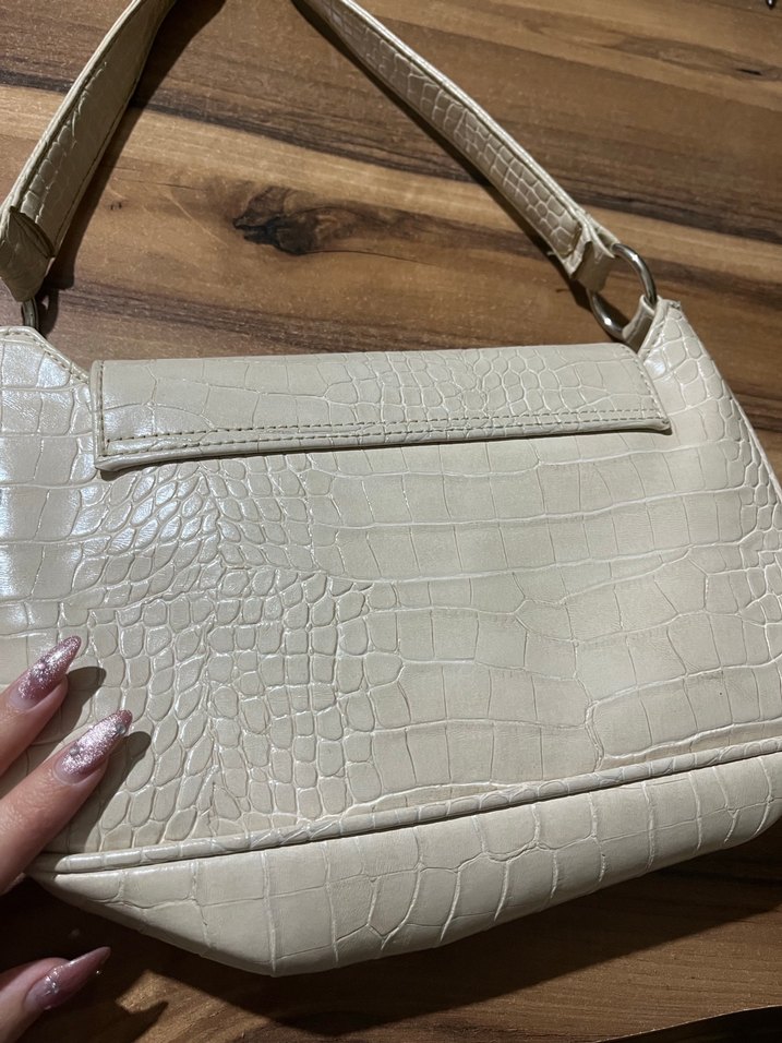 Bej Yılan Derisi Desenli Kadın Deri Oxxo Çanta - Görsel 4