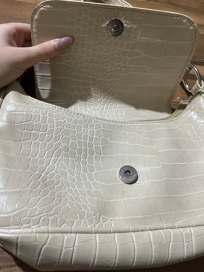 Bej Yılan Derisi Desenli Kadın Deri Oxxo Çanta - Görsel 2