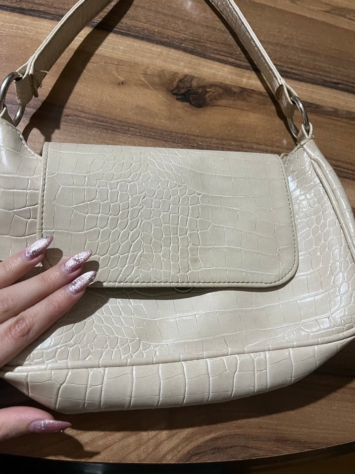 Bej Yılan Derisi Desenli Kadın Deri Oxxo Çanta - Görsel 3