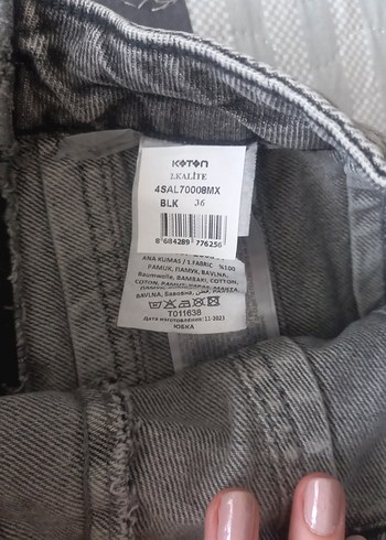 Koton Gri Denim Pilili Mini Etek