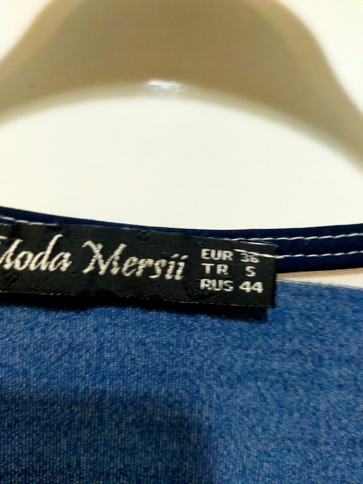 Mavi Beyaz Çizgili Uzun Kollu Kadın Bluz - Görsel 2