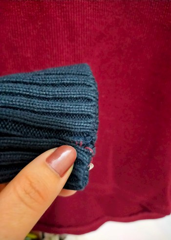 Bohem Desenli Bordo Balıkçı Yaka Kadın Kazak - Görsel 4