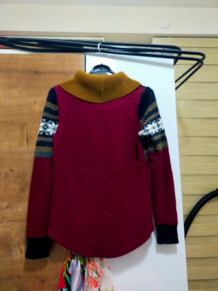 Bohem Desenli Bordo Balıkçı Yaka Kadın Kazak - Görsel 3