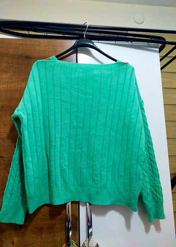 Renkli V Yaka Örgü Kadın Kazak - Görsel 3