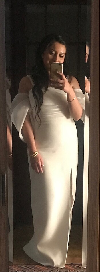 40 Beden beyaz Renk Nişan elbisesi