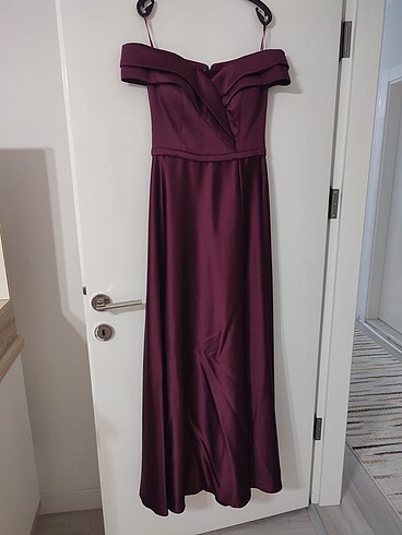 38 Beden Bordo saten abiye