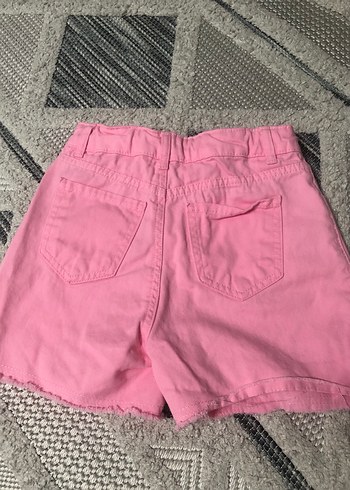 Düğmeli Pembe Pamuklu Kız Şortu - Görsel 3