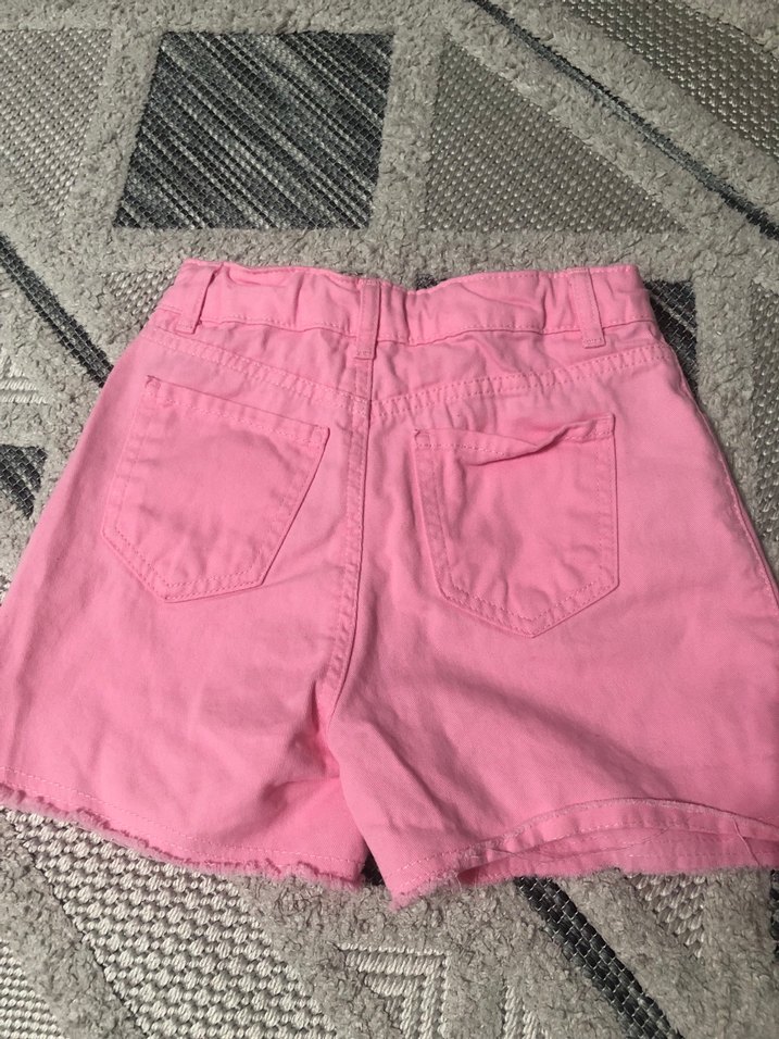 Düğmeli Pembe Pamuklu Kız Şortu - Görsel 3