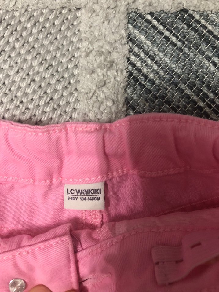 Düğmeli Pembe Pamuklu Kız Şortu - Görsel 2