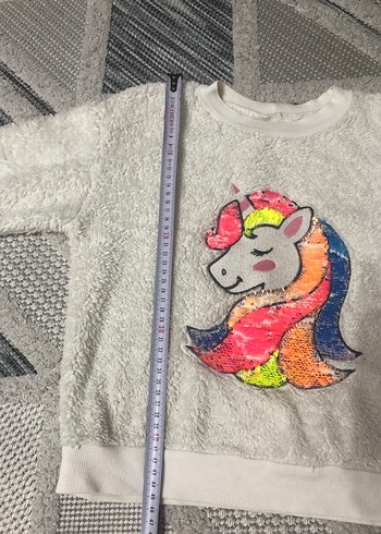 Renkli Unicorn Detaylı Kız Sweatshirt - Görsel 2