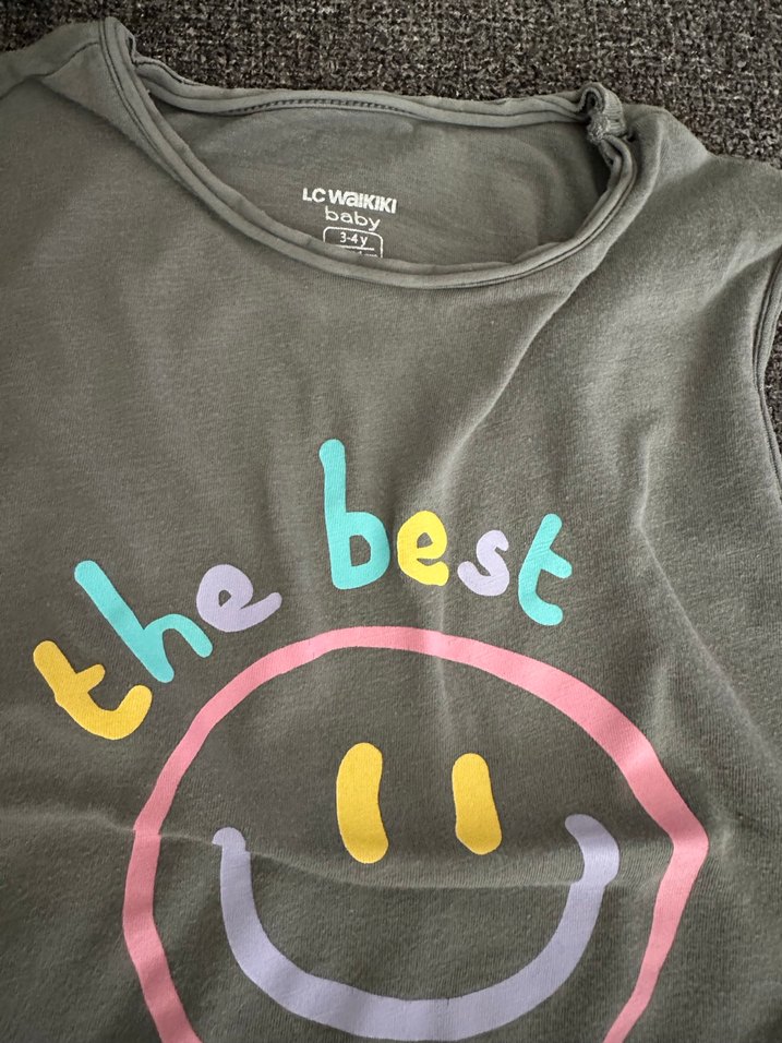 Kız Çocuk Gri Baskılı Pamuklu Atlet - Görsel 3