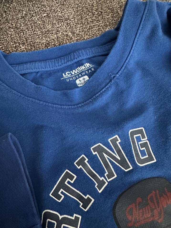 Erkek Çocuk Mavi Baskılı Kapüşonlu Eşofman Takımı - Görsel 2