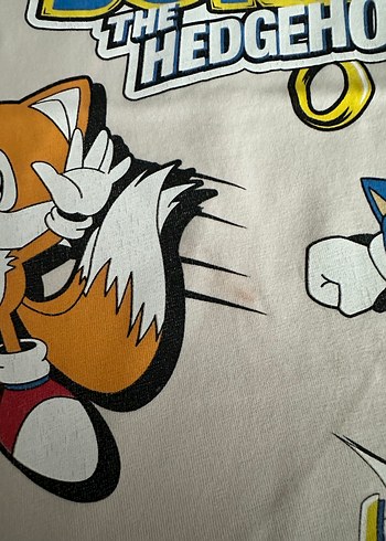 Sonic Baskılı Beyaz Erkek Uzun Kollu Tişört - Görsel 3