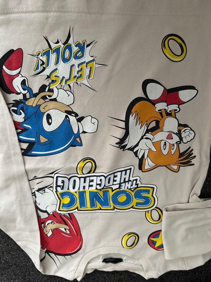 Sonic Baskılı Beyaz Erkek Uzun Kollu Tişört - Görsel 4