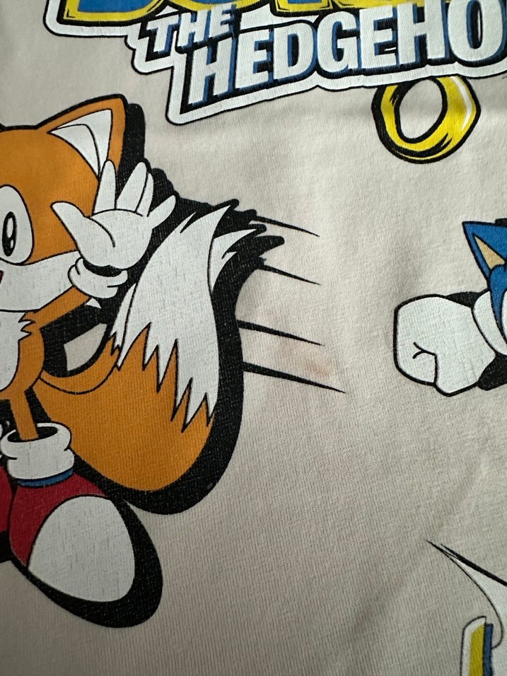 Sonic Baskılı Beyaz Erkek Uzun Kollu Tişört - Görsel 3