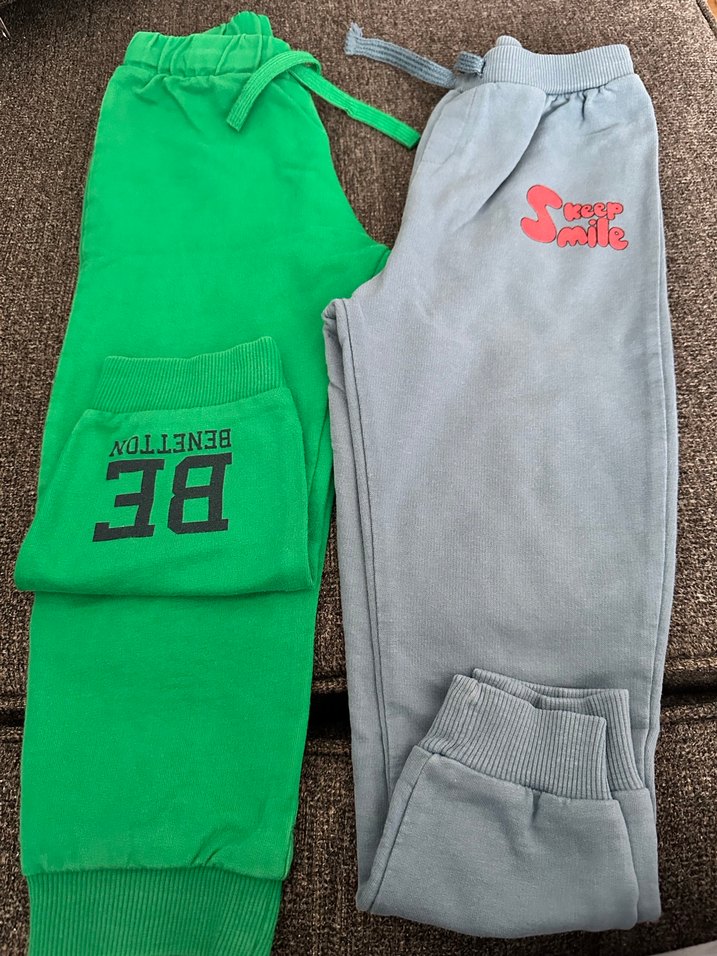 Gri ve Yeşil Erkek Çocuk Bol Kesim Eşofman - Görsel 2