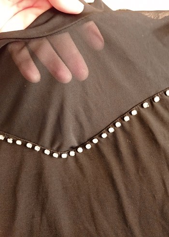 Siyah Uzun Kollu Payetli Bluz - Görsel 2