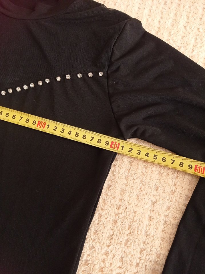 Siyah Uzun Kollu Payetli Bluz - Görsel 4