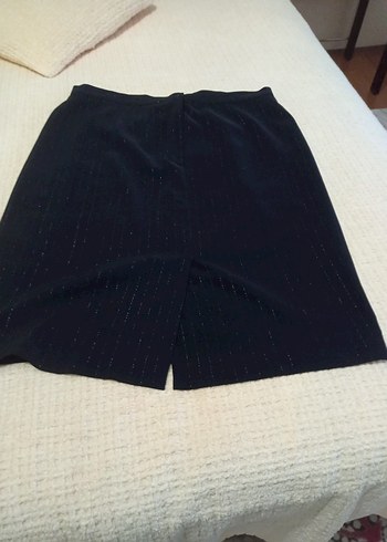 siyah uzun çizgili simli kısa kalem etek - Görsel 2