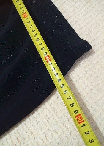 siyah uzun çizgili simli kısa kalem etek - Görsel 4