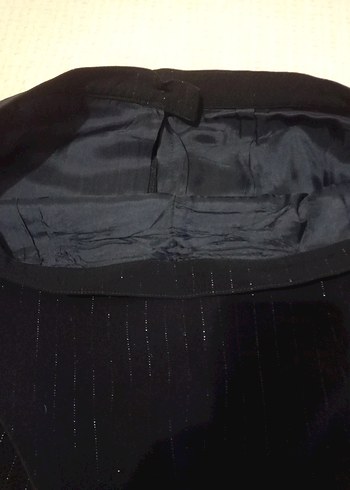 siyah uzun çizgili simli kısa kalem etek - Görsel 5