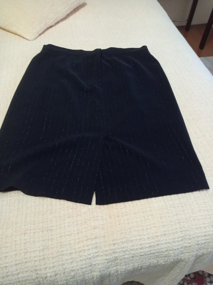 siyah uzun çizgili simli kısa kalem etek - Görsel 2