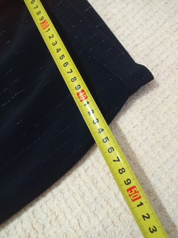 siyah uzun çizgili simli kısa kalem etek - Görsel 4