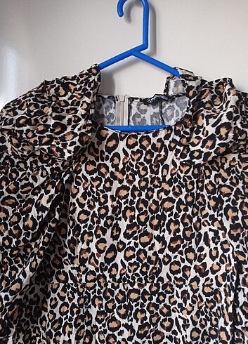 xl Beden Leopar viskon elbise