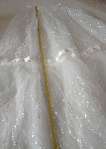 İşlemeli Beyaz Bohem Perde cibinlik - Görsel 5