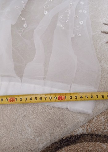 İşlemeli Beyaz Bohem Perde cibinlik - Görsel 4