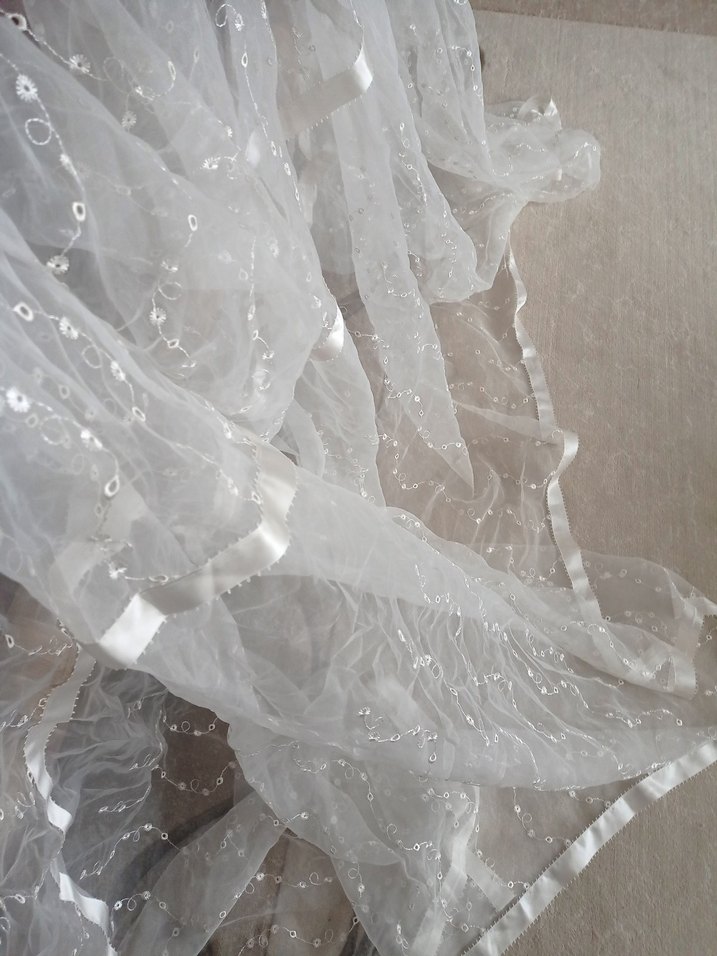 İşlemeli Beyaz Bohem Perde cibinlik - Görsel 2