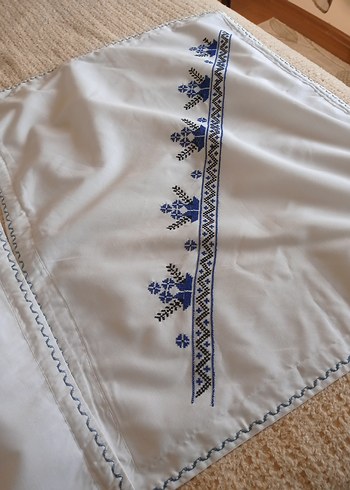 İşlemeli kanaviçe Beyaz Yastık Kılıfı - Görsel 7