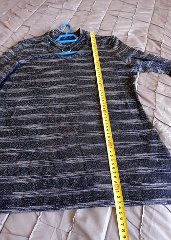 xl Beden gri Renk Gri V Yakalı Triko Uzun Kollu Bluz