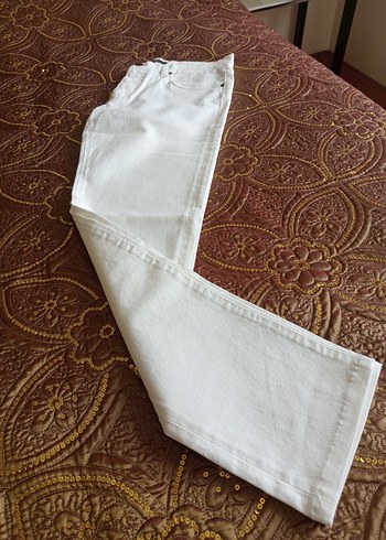 Salvatore Ferragamo Erkek Beyaz Duz Kesim Jean Pantolon