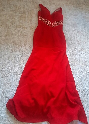 l Beden kırmızı Renk Kırmızı boncuk elbise 