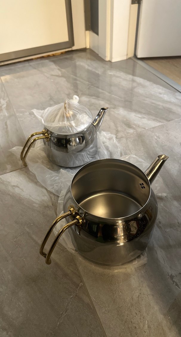 Altın Kulplu Gri Çaydanlık Seti - Görsel 2