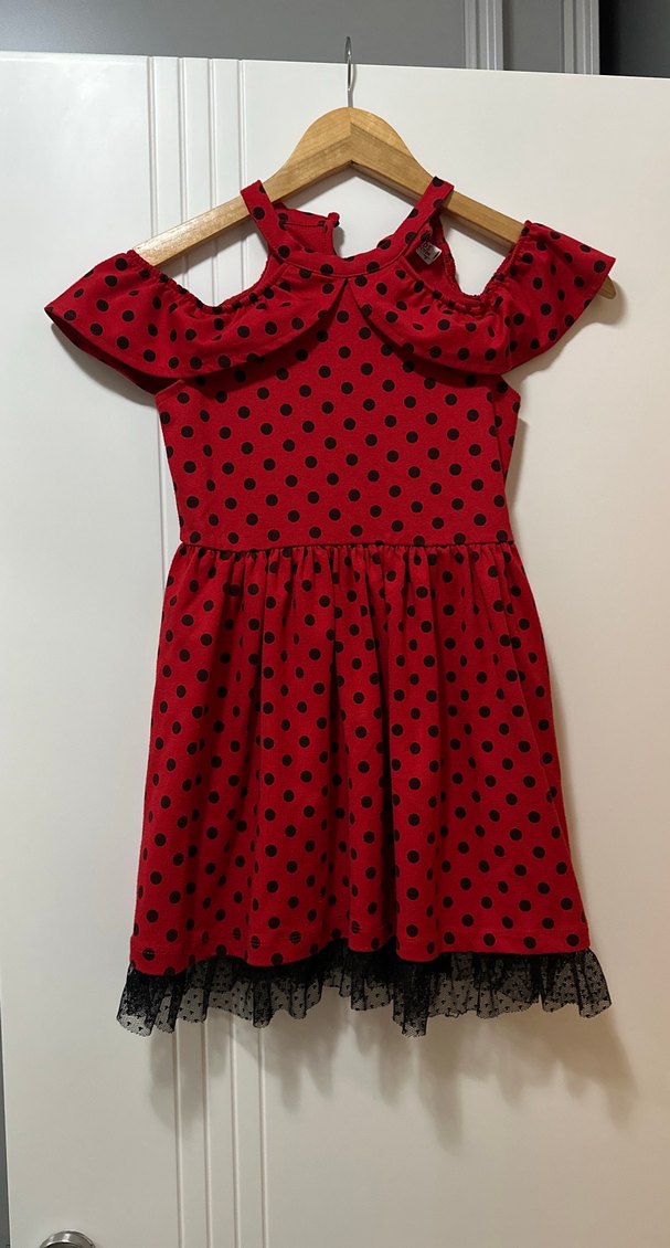 Kız Çocuk Kırmızı Puantiyeli Fırfırlı Elbise - Görsel 2