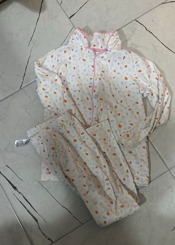 Kız Çocuk Düğmeli Bol Kesim Bağlama Desenli Pantolon - Görsel 4