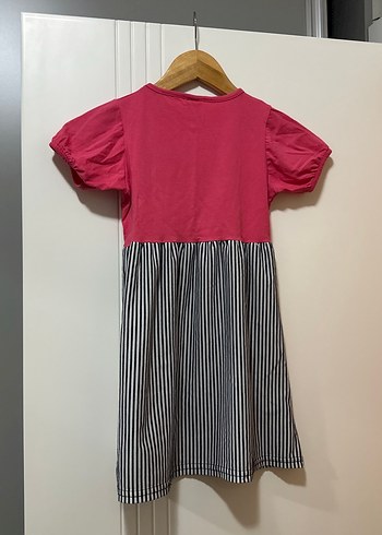 Kız Çocuk Pileli Kısa Kollu Elbise - Görsel 3