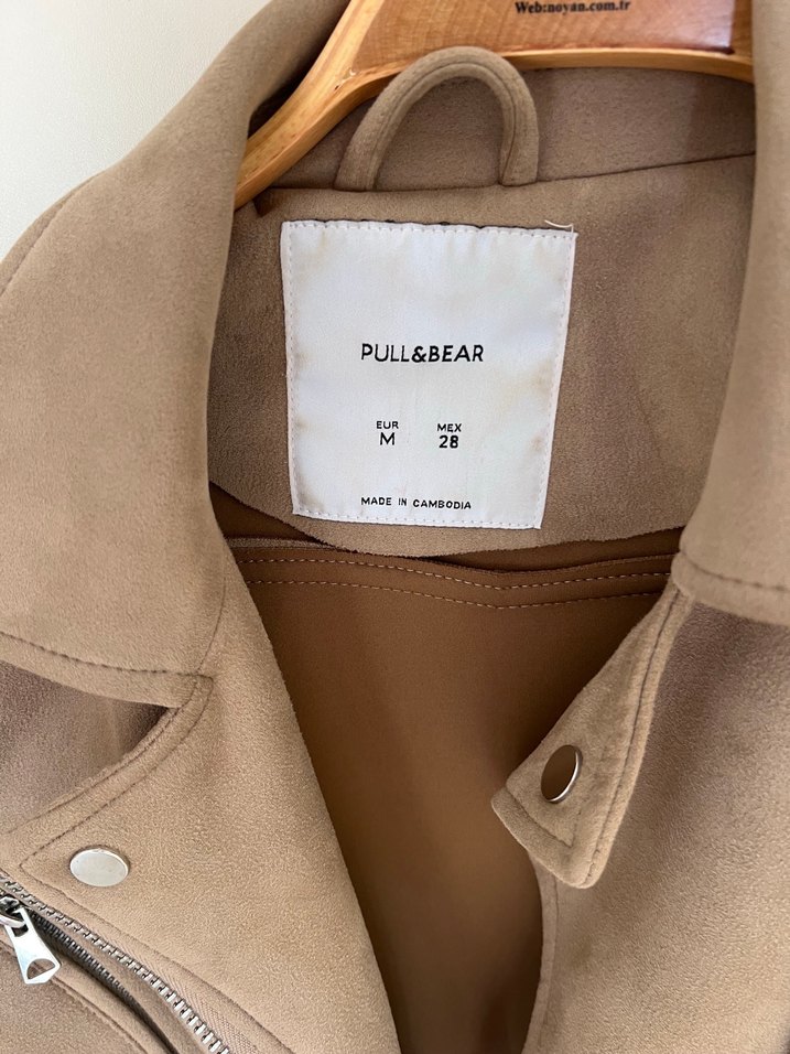 Bej Süet Kemerli Kadın Deri Ceket - Görsel 2