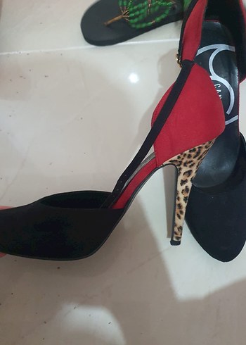 Pembe Lacivert Fiyonklu Süet Stiletto - Görsel 2